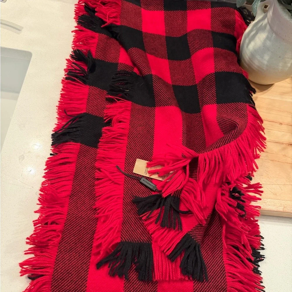 Burberry Festive Red and Black Checkered Scarf